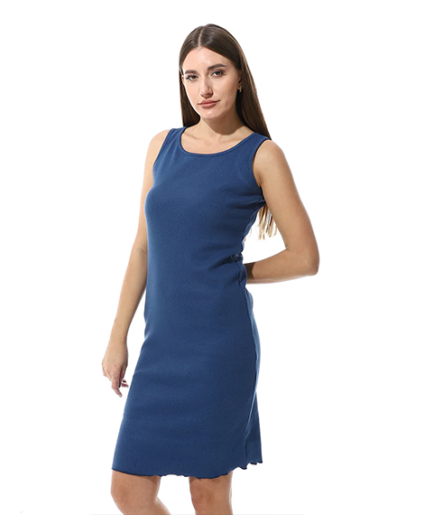 Sleeveless Ribbed Bodycon Midi Dress - Navy