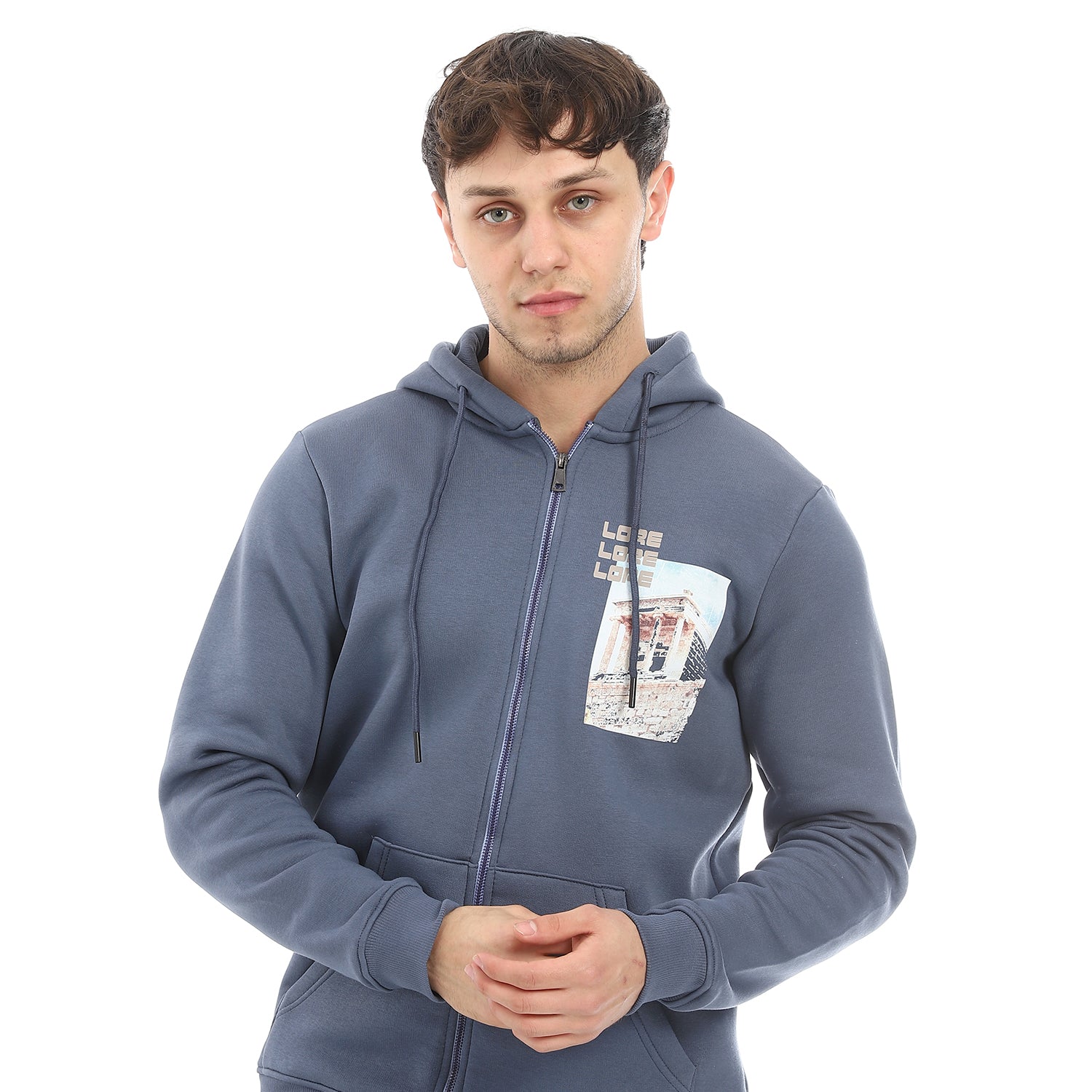Mens Indigo Printed Winter Hoodie - Modern And Warm Loungewear