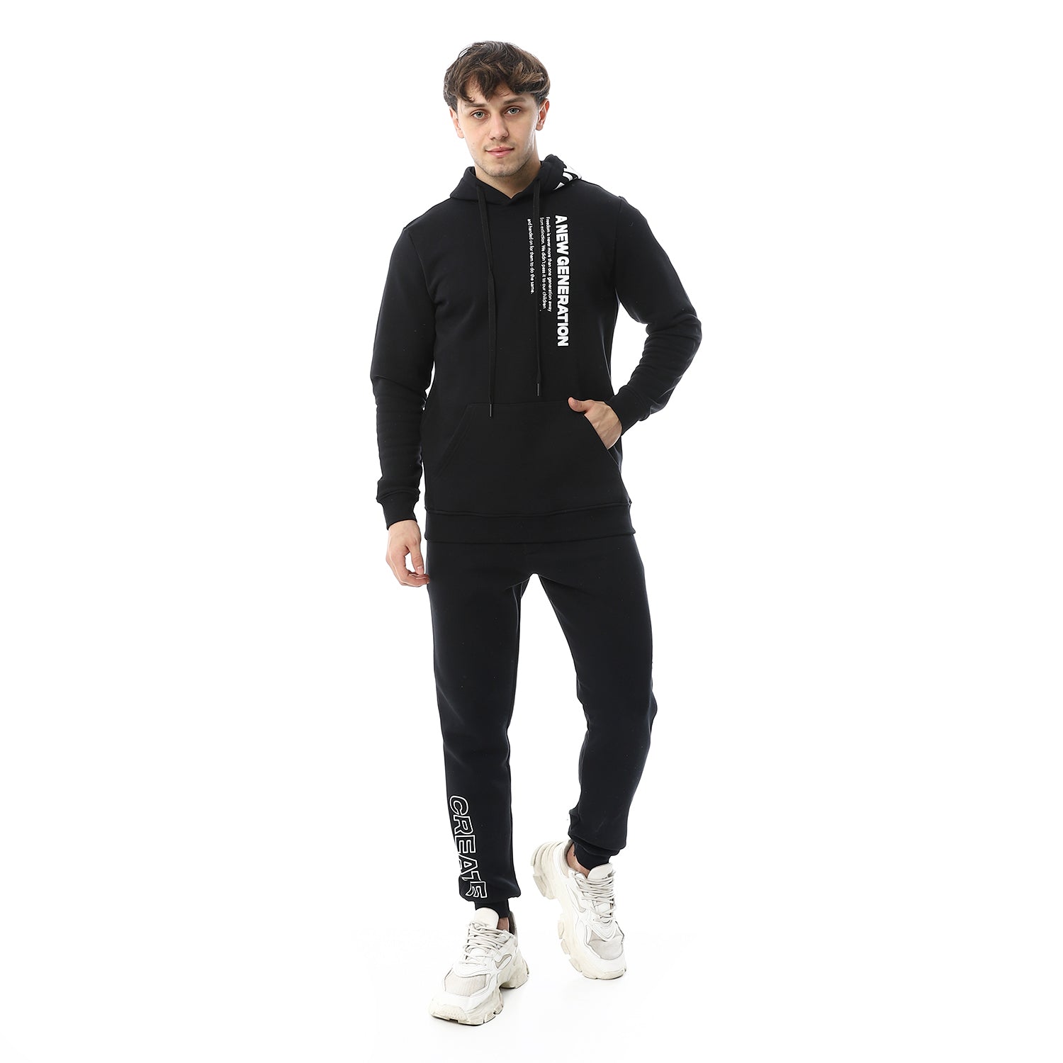 Mens Winter Hoodie Pajamas - Black