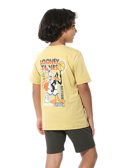 Boys Printed Colorful Summer & Pajama Shorts Set - Yellow