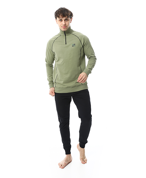 Mens Winter High Neck Pajama - Dark Green