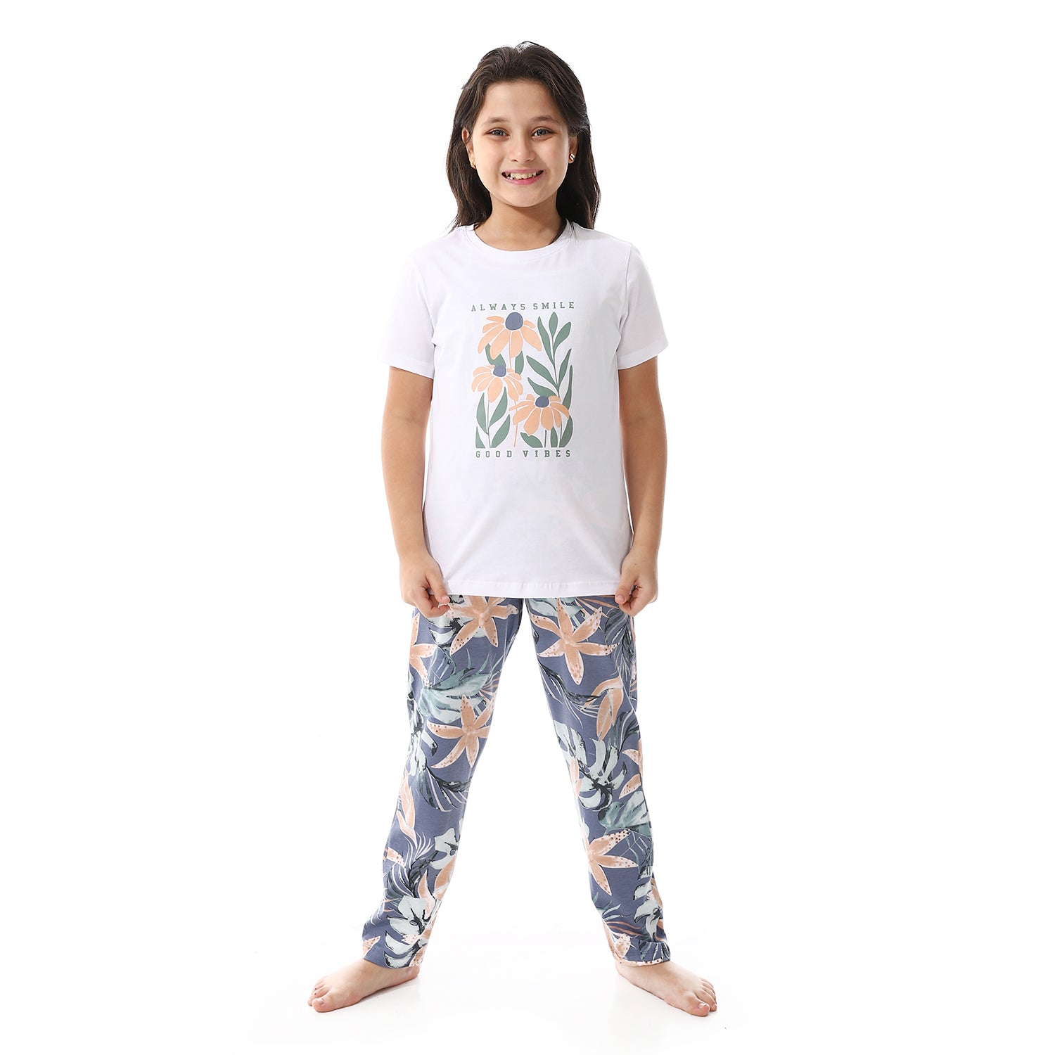 Girls Summer Pajama , Soft And Comfy - Indigo