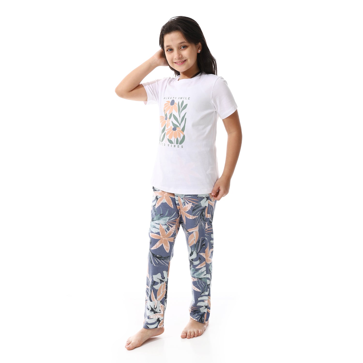 Girls Summer Pajama , Soft And Comfy - Indigo
