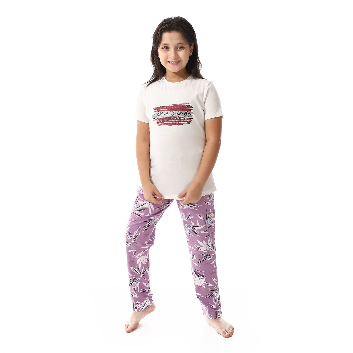 GirlsCotton Pajama Set - Cozy, Soft, And Breathable Sleepwear For Little Dreamers - Purple