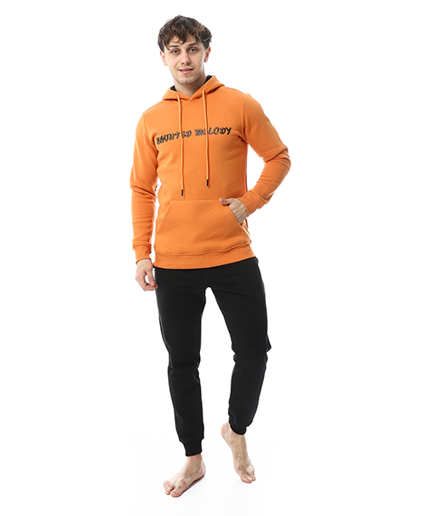 Mens Winter Hoodie Pajamas -Orange
