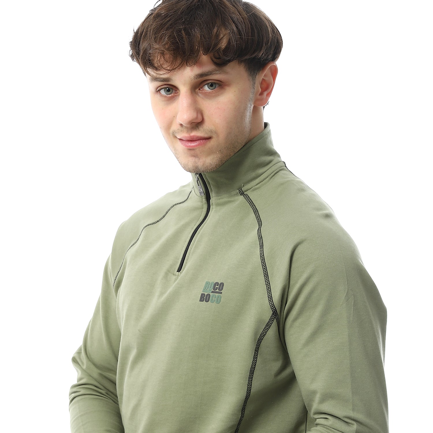 Mens Winter Quarter Zipper Pajama - Dark Green