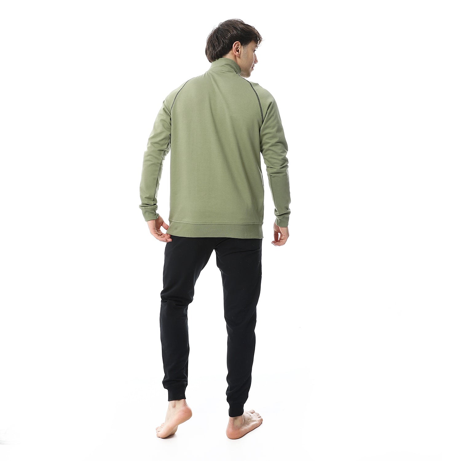 Mens Winter Quarter Zipper Pajama - Dark Green