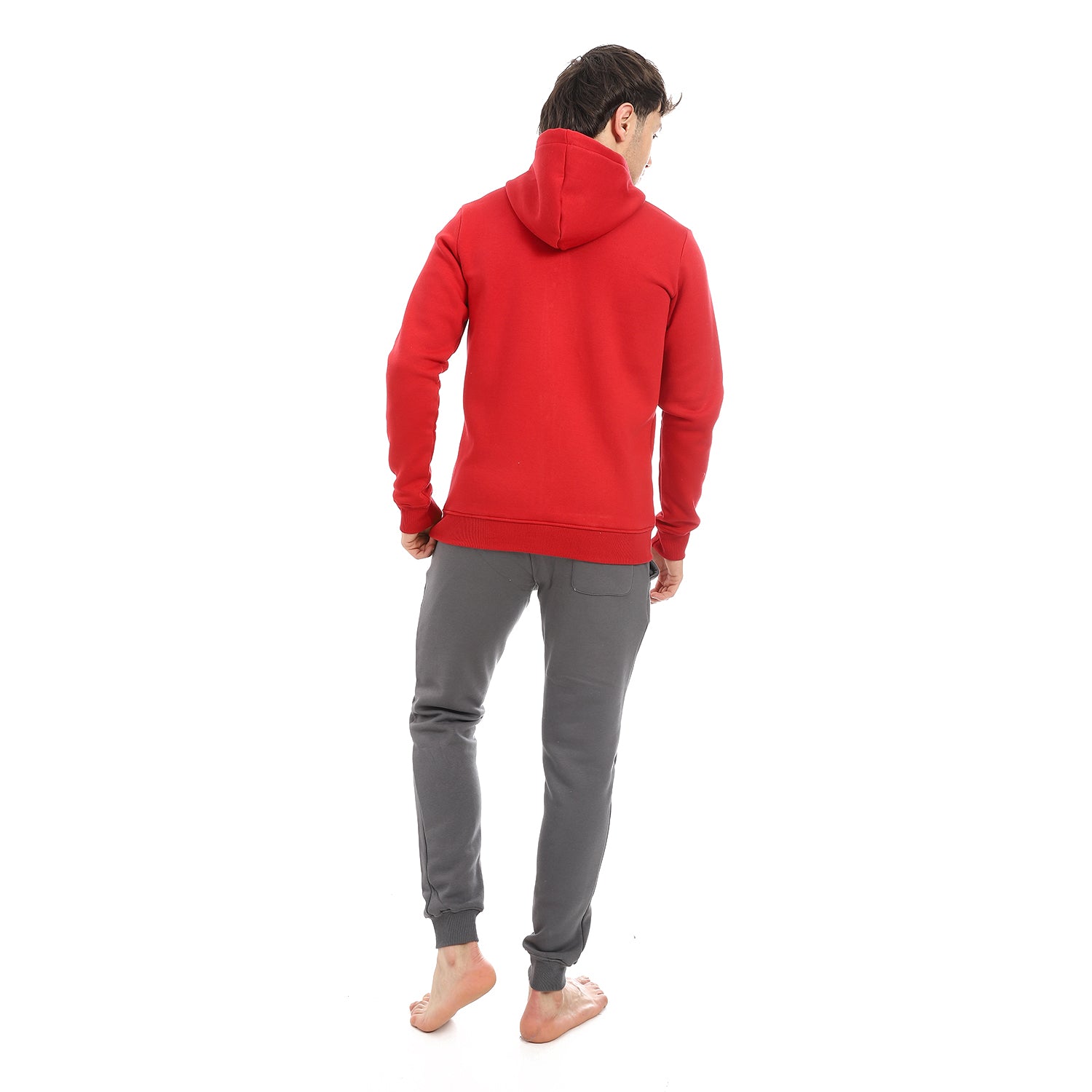 Mens Red Printed Winter Hoodie - Modern And Warm Loungewear