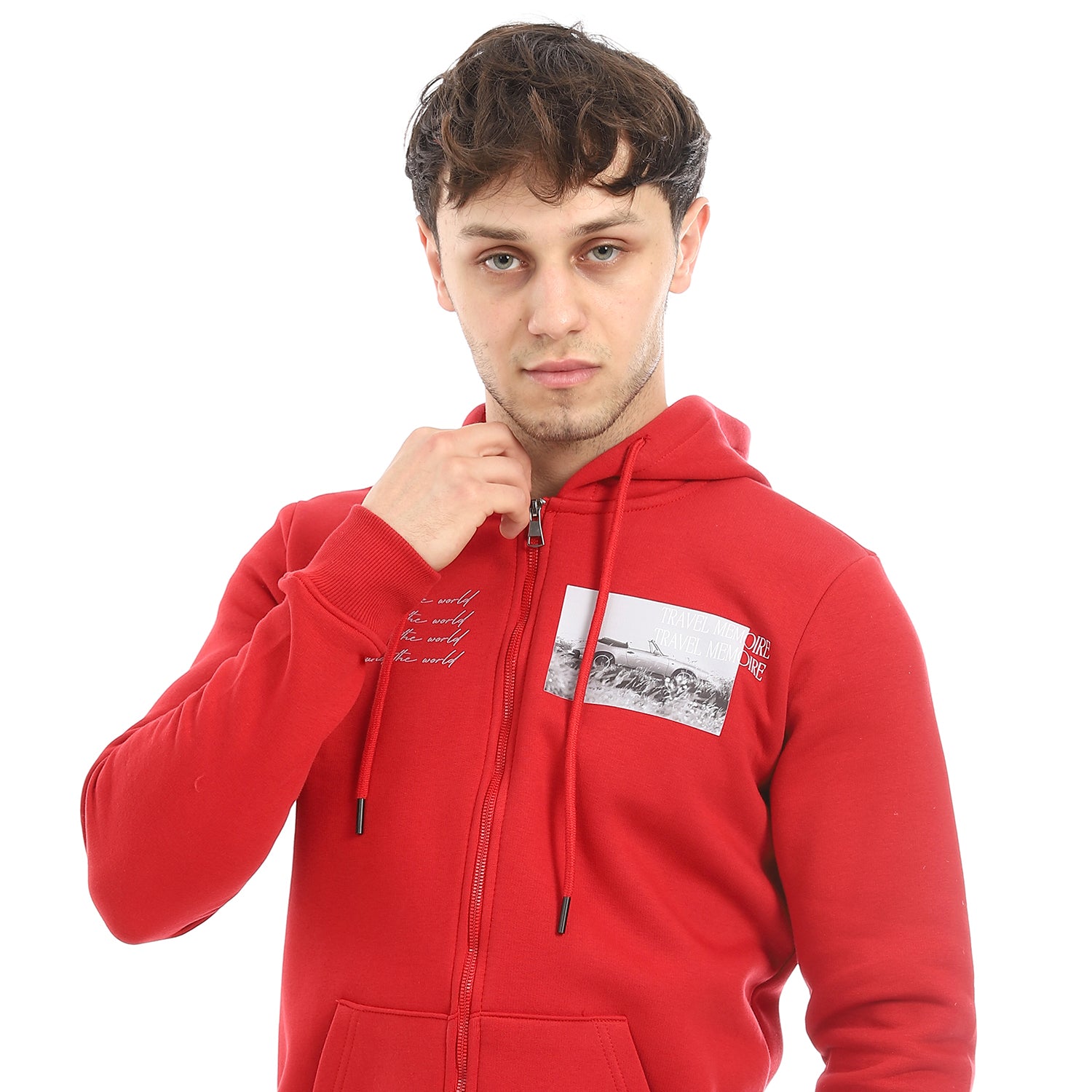 Mens Red Printed Winter Hoodie - Modern And Warm Loungewear