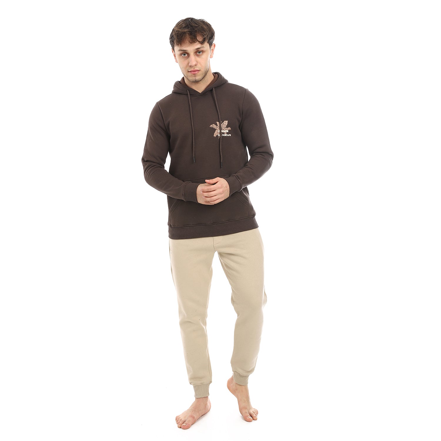 Mens Winter Hoodie Pajamas - Brown