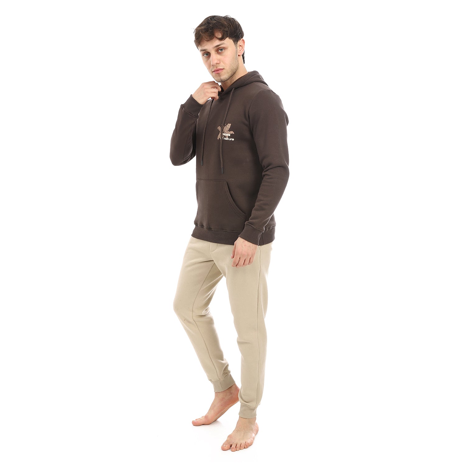 Mens Winter Hoodie Pajamas - Brown