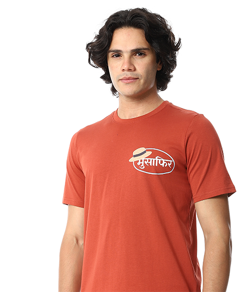 Men's Cotton Pajama Set – “Born Wild” V-Neck T-Shirt & Brown Checkered Pants