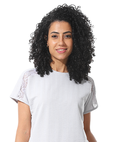 Elegant Summer Jacquard Pajama Set with Lace Detailing - Silver