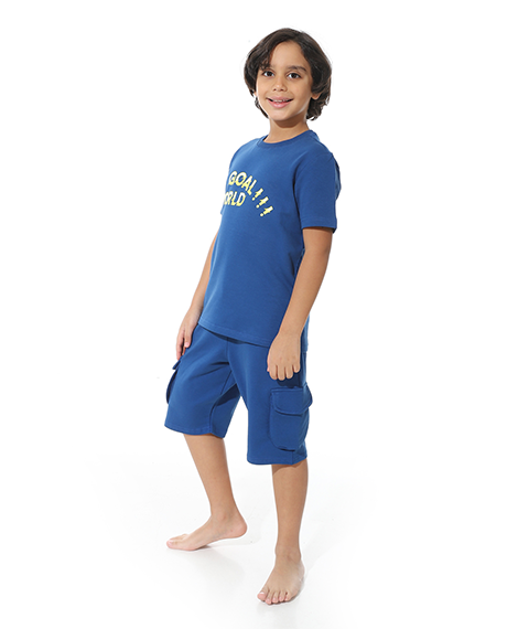 Blue Printed Cargo Shorts Set for Boys – Summer Melton Vibes