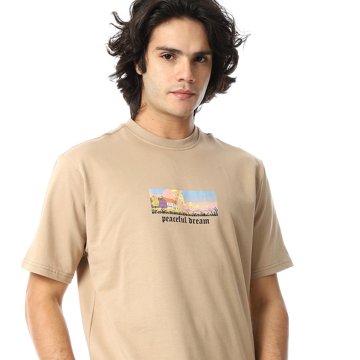 Mens pajama set with printed - Beige