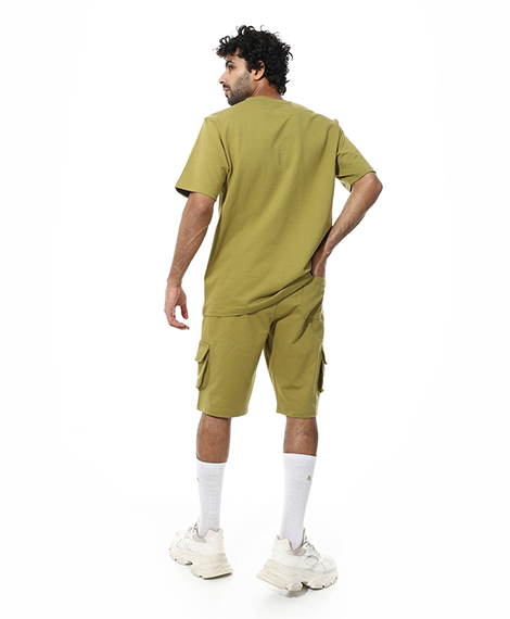 Men's Set Casual Cargo Shorts Set – Print T-Shirt