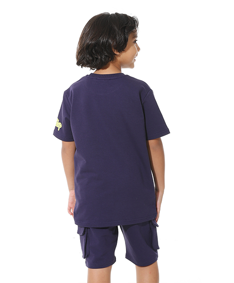 Navy Printed Cargo Shorts Set for Boys – Summer Melton Vibes