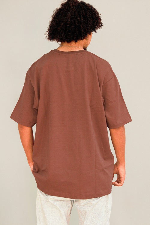 Mens Cotton oversized T-Shirt - Cafe