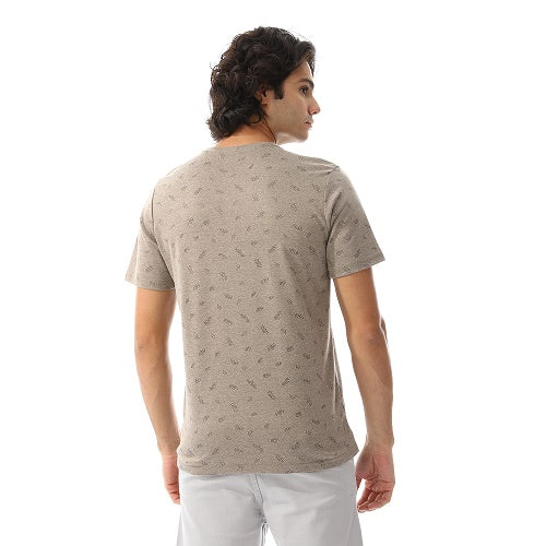 Mens Casual Jacquard T-Shirt - Everyday Comfort-Dark green
