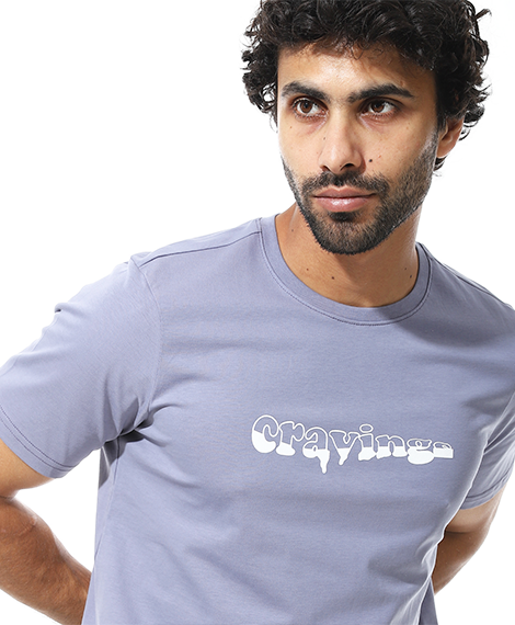 Men's Regular Fit Denim T-Shirt with Printed