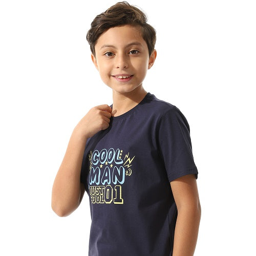 BoysCool Man Pajama Set - Graphic Tee and Camouflage Pants - Navy