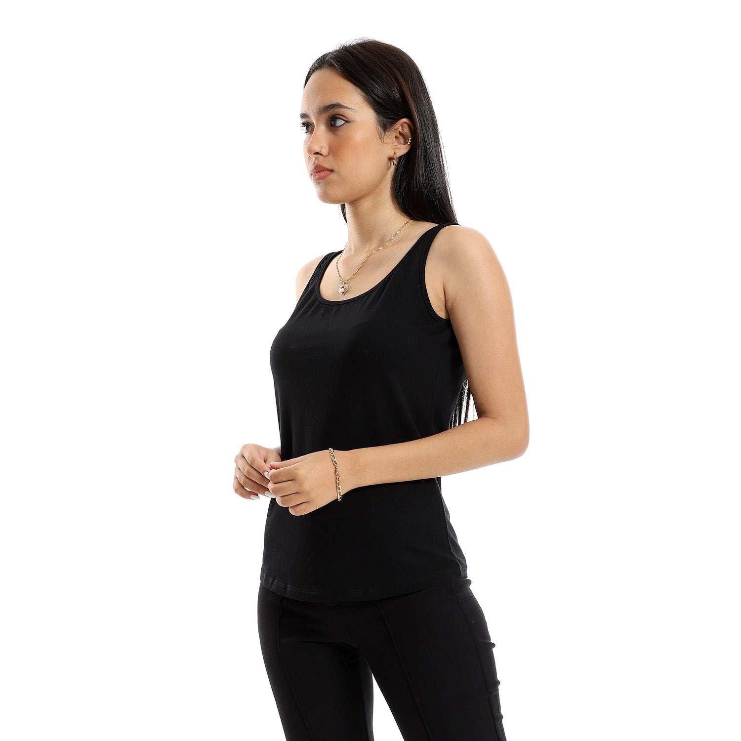 تانك توب حريمي قطن مريح - اسود