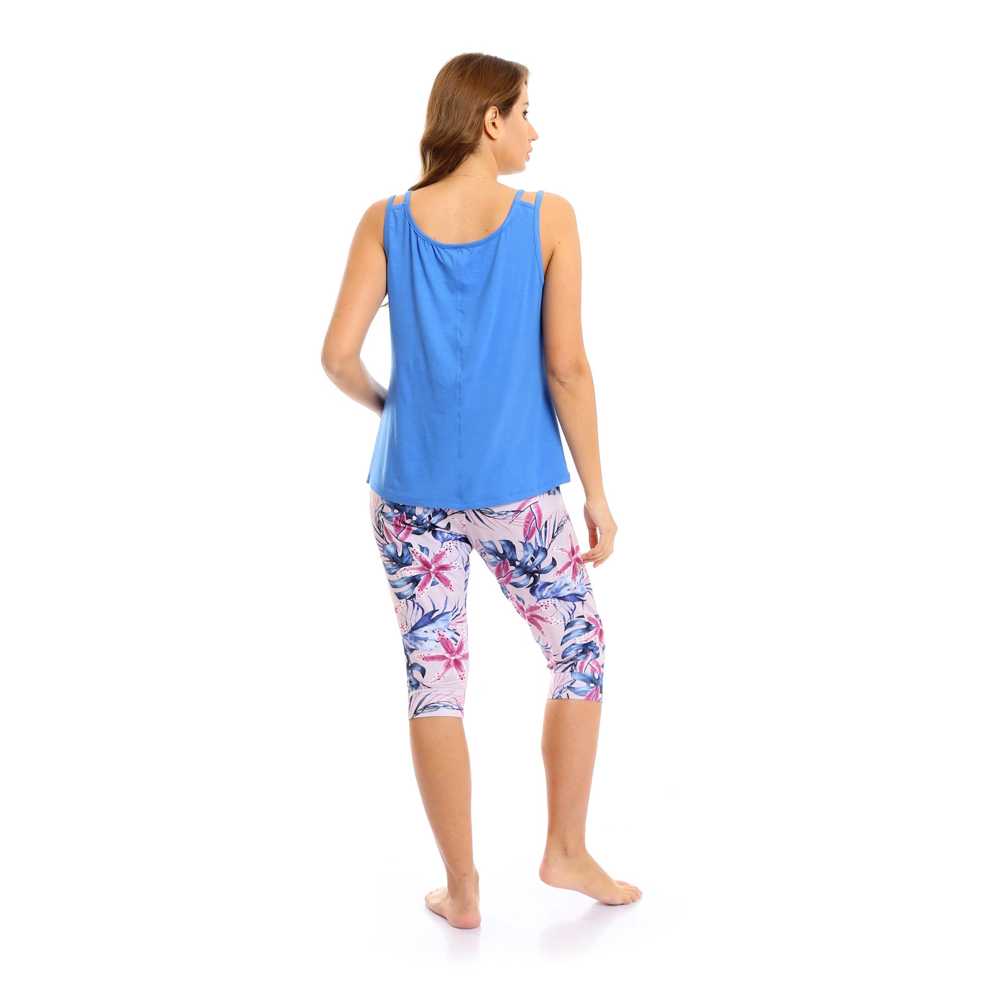 Womens Capri Pajama Set - Blue