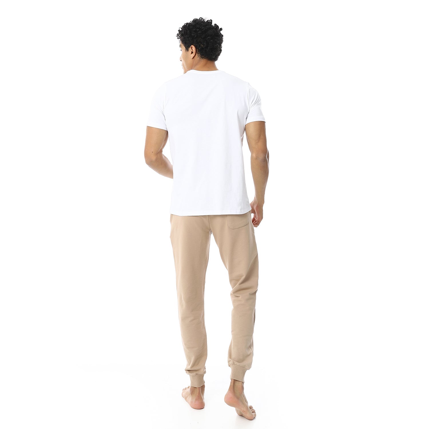 Mens Summer Pajmas, White T-Shirt With Cafe Sweatpants, Stylish and Comfortable Casual Wear