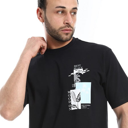 Mens Cotton T-Shirt - Classic And Comfortable Casual Tee - Black