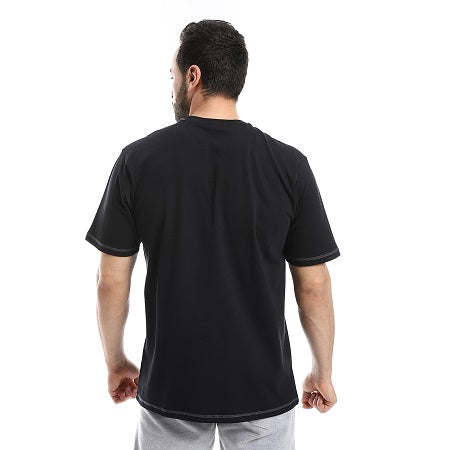 Mens Printed T-Shirt, High - Quality Cotton Comfort - Black