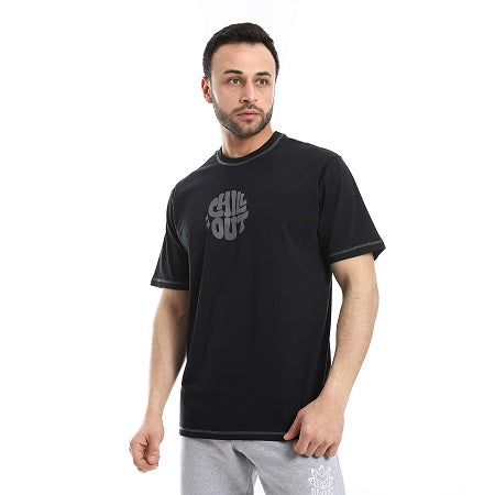 Mens Printed T-Shirt, High - Quality Cotton Comfort - Black