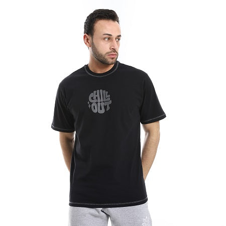 Mens Printed T-Shirt, High - Quality Cotton Comfort - Black