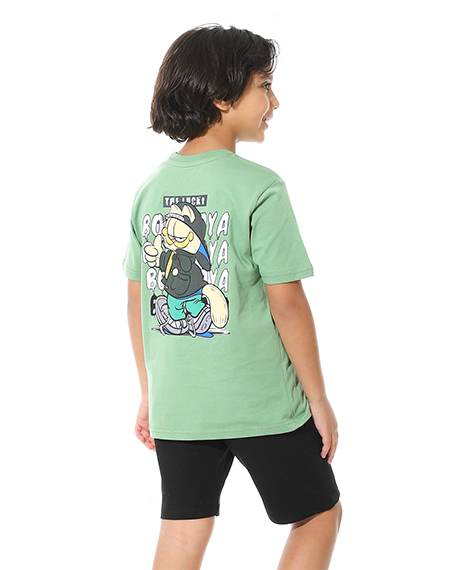 Boys Printed Colorful Summer & Pajama Shorts Set - Green