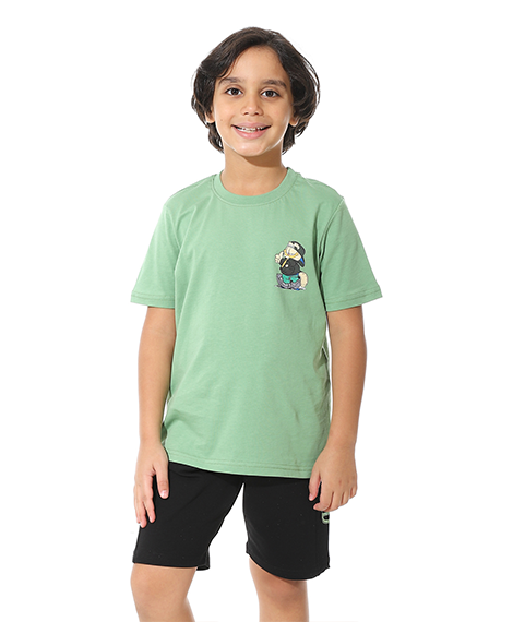 Boys Printed Colorful Summer & Pajama Shorts Set - Green
