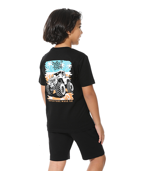 Black Printed Shorts Set for Boys – Summer Melton Vibes