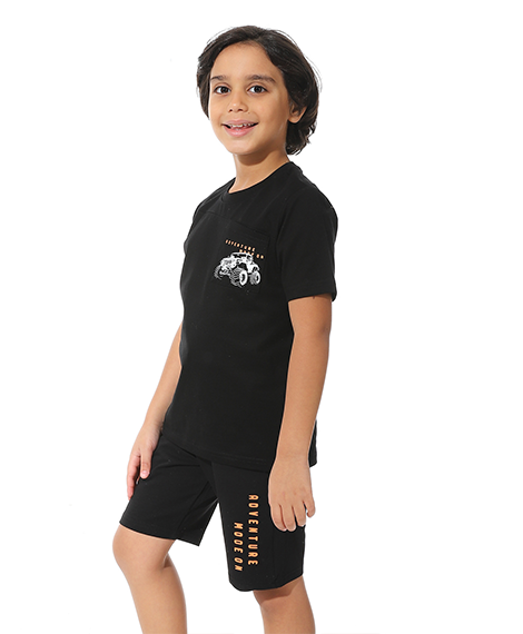 Black Printed Shorts Set for Boys – Summer Melton Vibes