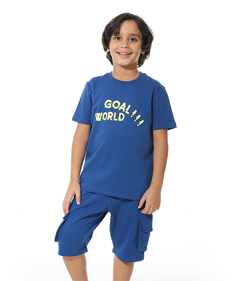 Blue Printed Cargo Shorts Set for Boys – Summer Melton Vibes