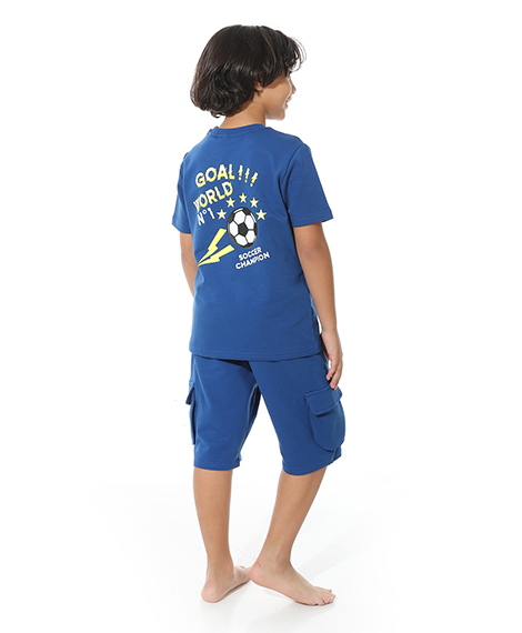 Blue Printed Cargo Shorts Set for Boys – Summer Melton Vibes
