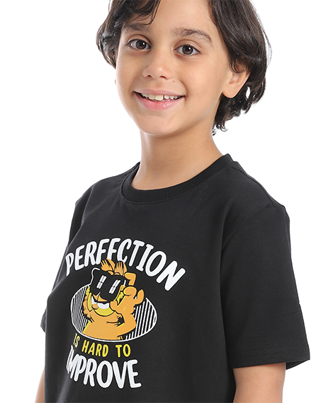 Boys' Summer 2-Piece Black Printed Shorts Set – Casual & Cool