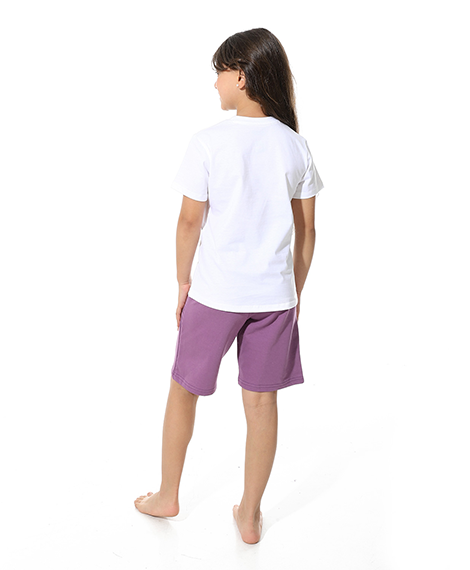 Girls’ Purple "Sweet" Printed Short Pajama Set