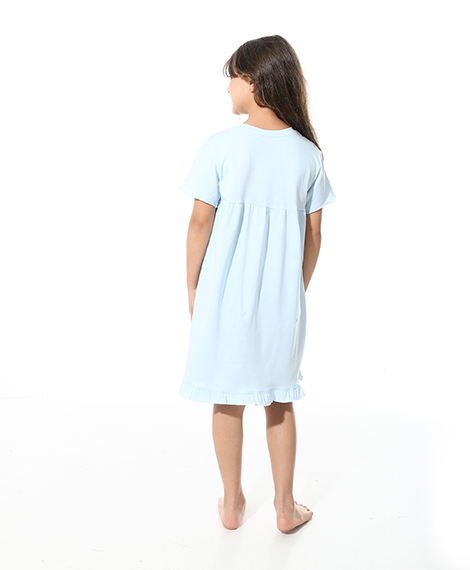 Girls Printed Short Sleeves Nightgown - Blue