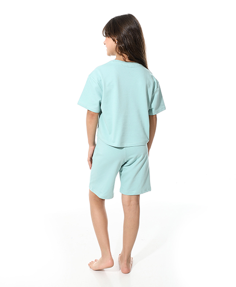 Girls’ Blue "Somewhere Over The Rainbow" Printed Short Set