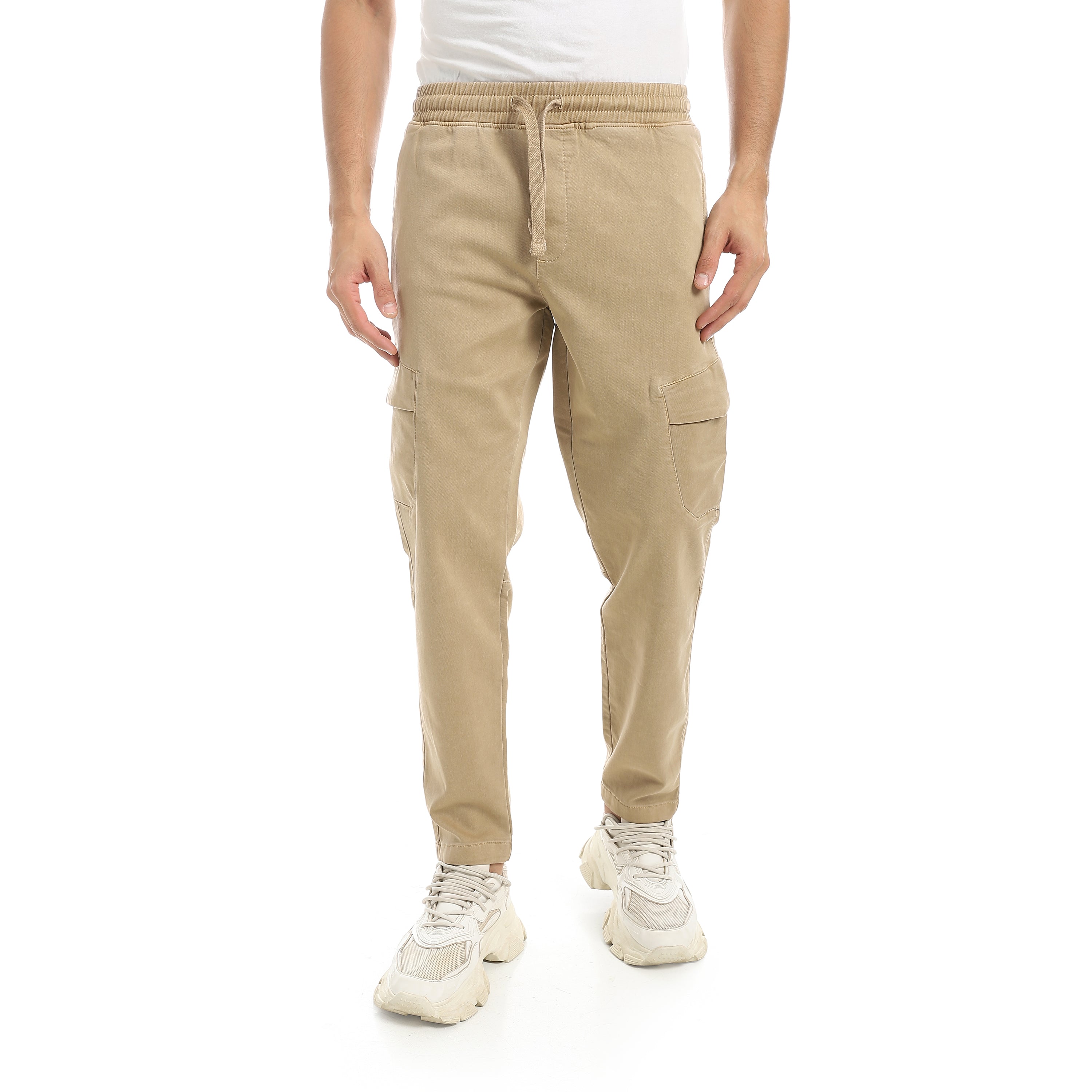 Men's Gabardine Cargo Jogger Pants Beige - Main Image