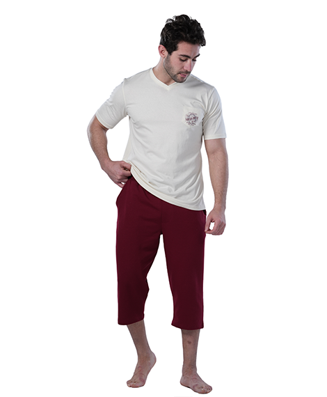 Men's Burgundy Pajama Set