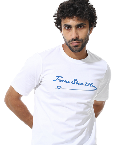 Men's Short Pajama Set with Print - Blue
