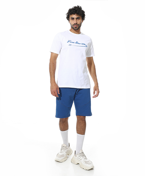 Men's Short Pajama Set with Print - Blue