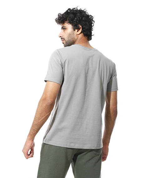 Men's Regular Fit Grey T-Shirt with Printed