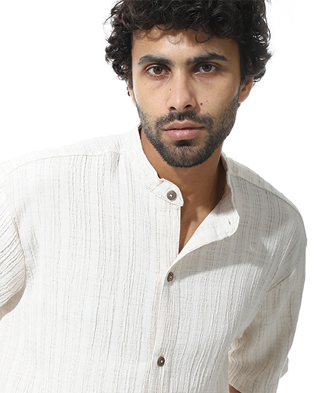 Men's Off-White Relaxed Linen Short Sleeve Shirt