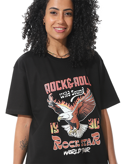 Women's Black "Rock Star" Graphic T-shirt