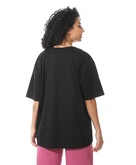 Women's Black T-shirt with White Cherry Bow Print